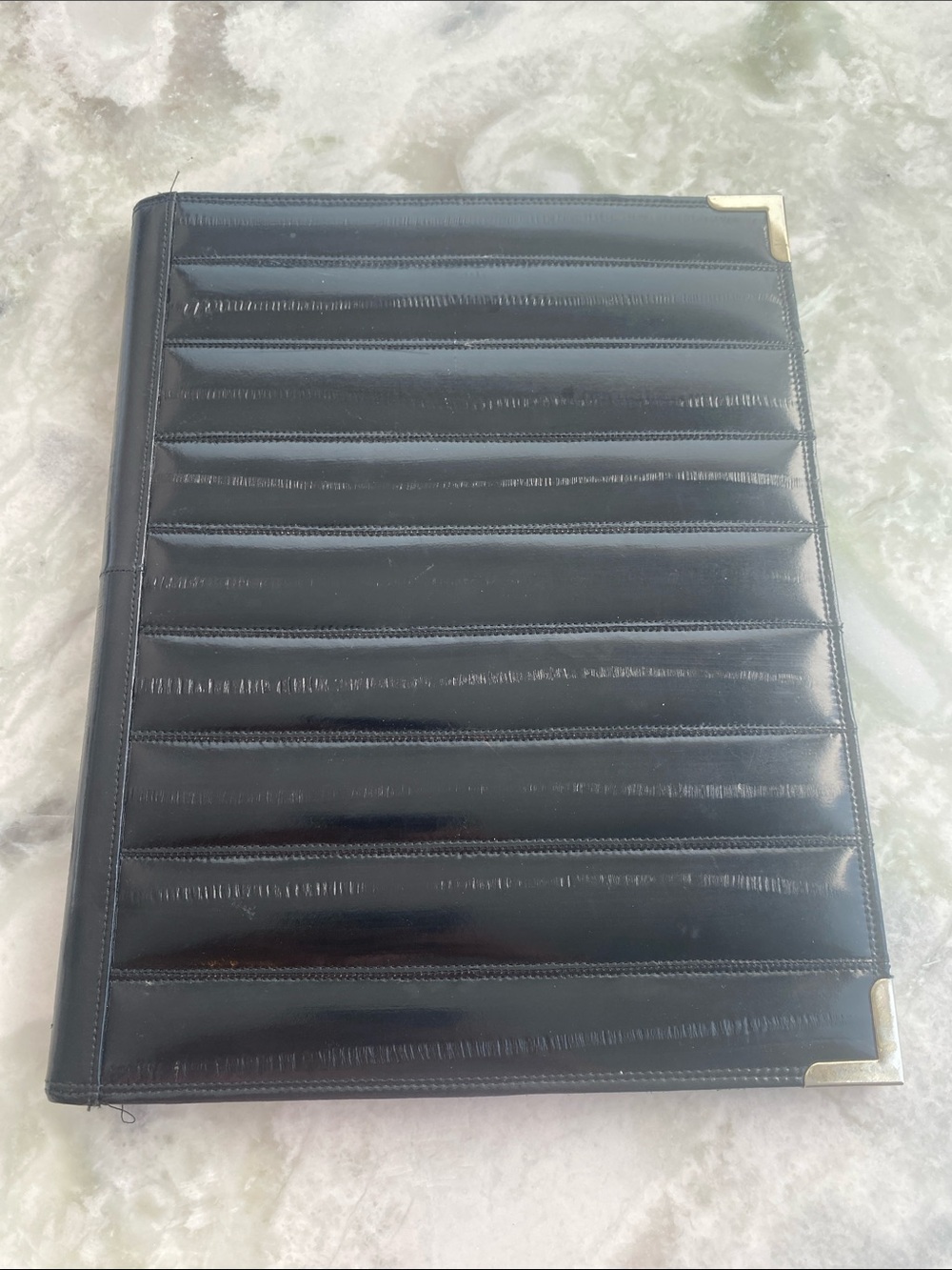 EUC Vintage Eel Skin Portfolio/Padfolio with Gold Corner Hardware
